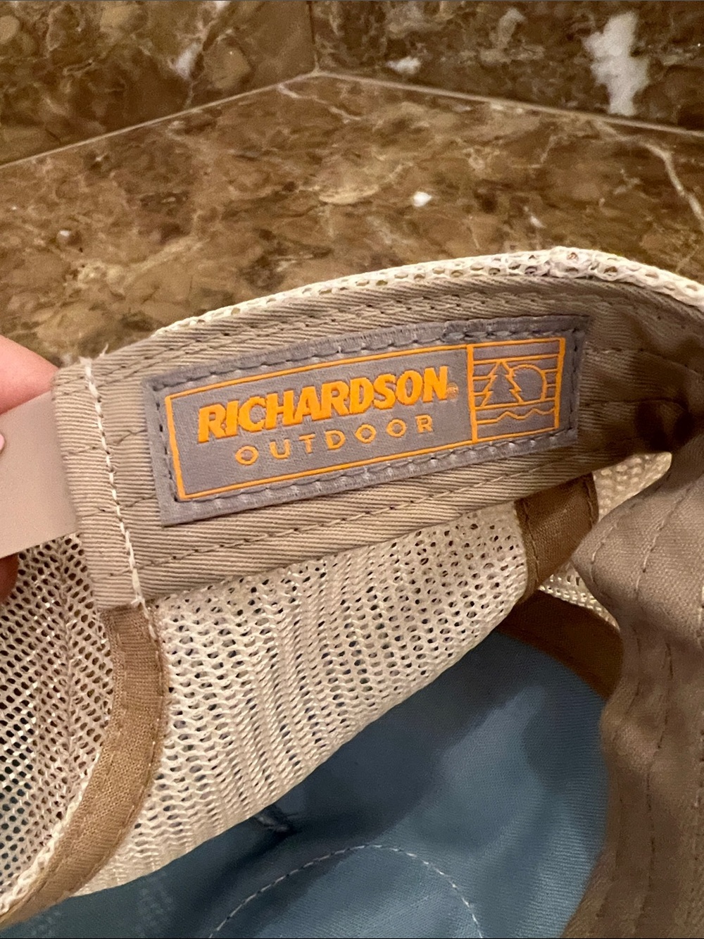 Magnolia Pale Blue Cream Trucker Hat with Tan Patch Waco Chip and Joanna Gaines - Picture 6 of 7